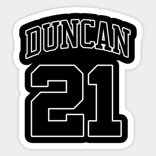 Tim Duncan Number 21 Sticker